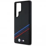 Carcasa BMW Leather Tricolor Crossing Stripes cu MagSafe compatibila cu Samsung Galaxy S25 Ultra, Negru 7 - lerato.ro