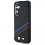 Carcasa BMW Leather Tricolor Crossing Stripes cu MagSafe compatibila cu Samsung Galaxy S25, Negru 3 - lerato.ro