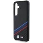 Carcasa BMW Leather Tricolor Crossing Stripes cu MagSafe compatibila cu Samsung Galaxy S25, Negru 7 - lerato.ro
