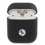 Carcasa BMW M2 LBK Genuine Leather Silver Logo compatibila cu Apple AirPods 1/2, Negru 2 - lerato.ro