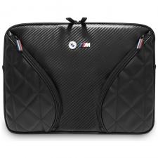 Husa laptop BMW Carbon Pockets and Metal Logo compatibila cu laptop 14 inch, Negru