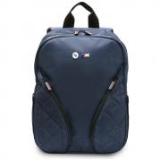 Rucsac pentru laptop BMW Nylon Pockets and Metal Logo, Compatibil cu laptop de 16 inch, Albastru