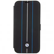 Carcasa BMW Leather Stamp Blue Lines compatibila cu iPhone 15 Pro Max, Black