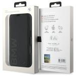 Carcasa flip cover BMW Signature Leather Wordmark compatibila cu iPhone 16 Pro, Negru 9 - lerato.ro