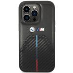 Carcasa BMW Stamped Tricolor Stripe compatibila cu iPhone 14 Pro, Negru 2 - lerato.ro