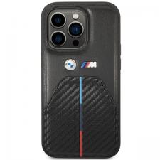 Carcasa BMW Stamped Tricolor Stripe compatibila cu iPhone 14 Pro, Negru