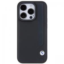 Carcasa BMW Leather Blue Dots compatibila cu iPhone 15 Pro, Negru