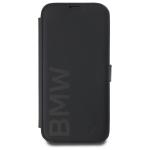 Carcasa flip cover BMW Signature Leather Wordmark compatibila cu iPhone 16, Negru 2 - lerato.ro