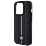 Carcasa BMW Leather Stamp Blue Line compatibila cu iPhone 15 Pro, Negru 7 - lerato.ro