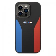 Carcasa BMW Silicone Blue and Red Stripes M Collection compatibila cu iPhone 15 Pro Max, Negru