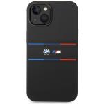 Carcasa BMW M Silicone Tricolor Lines compatibila cu iPhone 15 / 14 / 13, Negru 2 - lerato.ro