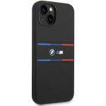 Carcasa BMW M Silicone Tricolor Lines compatibila cu iPhone 15 / 14 / 13, Negru 5 - lerato.ro
