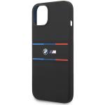 Carcasa BMW M Silicone Tricolor Lines compatibila cu iPhone 15 / 14 / 13, Negru 7 - lerato.ro