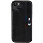 Carcasa BMW Perforated Tricolor Line compatibila cu iPhone 15 / 14 / 13, Negru 2 - lerato.ro