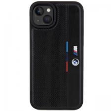 Carcasa BMW Perforated Tricolor Line compatibila cu iPhone 15 / 14 / 13, Negru
