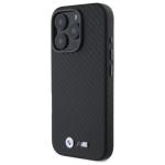 Carcasa BMW Carbon Wrapped Metal compatibila cu iPhone 16 Pro, Negru 3 - lerato.ro