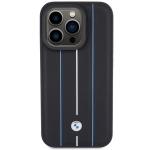 Carcasa BMW Leather Stamp Blue Lines compatibila cu iPhone 15 Pro Max, Negru 2 - lerato.ro