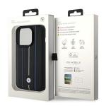 Carcasa BMW Leather Stamp Blue Lines compatibila cu iPhone 15 Pro Max, Negru 9 - lerato.ro