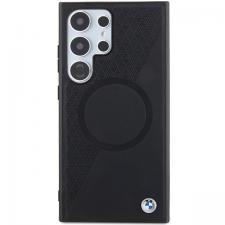 Carcasa BMW Signature Leather Half Textured cu MagSafe compatibila cu Samsung Galaxy S24 Ultra, Negru