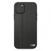 Carcasa BMW M Collection PU Carbon Stripe compatibila cu iPhone 12 Pro Max, Negru