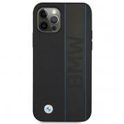 Carcasa BMW Leather Outlines compatibila cu iPhone 12 / 12 Pro, Negru