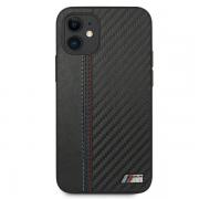 Carcasa BMW M Collection PU Carbon Stripe compatibila cu iPhone 12 Mini, Negru