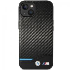 Carcasa BMW Leather Debossed Lines compatibila cu iPhone 13 / 14 / 15, Negru