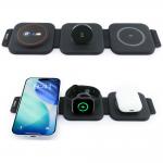 Statie de incarcare pliabila 3 in 1 BMW M Qi2 Print Logo, Compatibila MagSafe, Putere 15W, Negru / Rosu 3 - lerato.ro