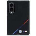 Husa BMW M Leather Perforated Tricolor Stripe Metal Logos cu MagSafe compatibila cu Samsung Galaxy Z Fold 8, Negru 3 - lerato.ro