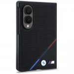 Husa BMW M Leather Perforated Tricolor Stripe Metal Logos cu MagSafe compatibila cu Samsung Galaxy Z Fold 8, Negru 4 - lerato.ro