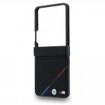 Husa BMW M Leather Perforated Tricolor Stripe Metal Logos cu MagSafe compatibila cu Samsung Galaxy Z Flip 8, Negru 6 - lerato.ro