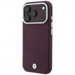 Husa BMW Sign Inclined Deboss Letters cu MagSafe compatibila cu iPhone 18 Pro Max / 17 Pro Max, Burgundy 3 - lerato.ro