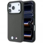 Husa BMW M Quadrille Kevlar Metal Logo cu MagSafe compatibila cu iPhone 18 Pro / 17 Pro, Gri 4 - lerato.ro