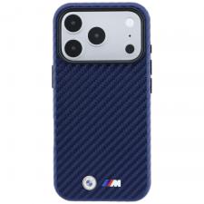 Husa BMW M Carbon Metal Logo cu MagSafe compatibila cu iPhone 18 Pro / 17 Pro, Navy Blue