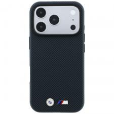 Husa BMW M Quadrille Kevlar Metal Logo cu MagSafe compatibila cu iPhone 18 Pro / 17 Pro, Navy Blue