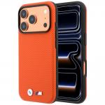 Husa BMW M Quadrille Kevlar Tricolor Metal Logo cu MagSafe compatibila cu iPhone 18 Pro / 17 Pro, Portocaliu 4 - lerato.ro