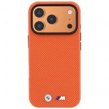 Husa BMW M Quadrille Kevlar Tricolor Metal Logo cu MagSafe compatibila cu iPhone 18 Pro / 17 Pro, Portocaliu