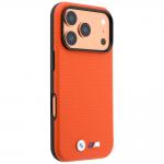 Husa BMW M Quadrille Kevlar Tricolor Metal Logo cu MagSafe compatibila cu iPhone 18 Pro / 17 Pro, Portocaliu 5 - lerato.ro