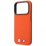Husa BMW M Quadrille Kevlar Tricolor Metal Logo cu MagSafe compatibila cu iPhone 18 Pro / 17 Pro, Portocaliu 7 - lerato.ro