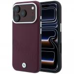 Husa BMW Sign Inclined Deboss Letters cu MagSafe compatibila cu iPhone 18 Pro / 17 Pro, Burgundy 4 - lerato.ro