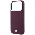 Husa BMW Sign Inclined Deboss Letters cu MagSafe compatibila cu iPhone 18 Pro / 17 Pro, Burgundy 7 - lerato.ro