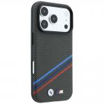 Husa BMW M Quadrille Kevlar Print Tricolor Lines Metal Logo cu MagSafe compatibila cu iPhone 18 Pro / 17 Pro, Gri 5 - lerato.ro