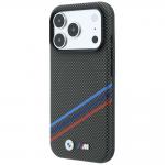 Husa BMW M Quadrille Kevlar Print Tricolor Lines and Metal Logo cu MagSafe compatibila cu iPhone 18 Pro Max / 17 Pro Max, Gri 3 - lerato.ro