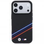 Husa BMW M Quadrille Kevlar Print Tricolor Lines Metal Logo cu MagSafe compatibila cu iPhone 18 Pro / 17 Pro, Negru 2 - lerato.ro
