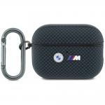 Carcasa BMW M Quilted Kevlar Metal Logo compatibila cu Apple AirPods Pro 3, Navy Blue 2 - lerato.ro