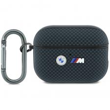 Airpods, Carcasa BMW M Quilted Kevlar Metal Logo compatibila cu Apple AirPods Pro 3, Navy Blue, lerato.ro