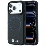 Husa BMW M Kevlar Blue Print Ring Metal Logo cu MagSafe compatibila cu iPhone 18 Pro Max / 17 Pro Max, Negru 4 - lerato.ro