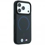 Husa BMW M Kevlar Blue Print Ring Metal Logo cu MagSafe compatibila cu iPhone 18 Pro Max / 17 Pro Max, Negru 5 - lerato.ro