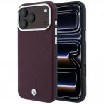 Husa BMW Sign Deboss Quilted Metal Logo cu MagSafe compatibila cu iPhone 18 Pro Max / 17 Pro Max, Burgundy 4 - lerato.ro