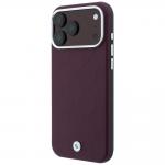 Husa BMW Sign Deboss Quilted Metal Logo cu MagSafe compatibila cu iPhone 18 Pro Max / 17 Pro Max, Burgundy 3 - lerato.ro